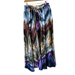 Boho Hippie Tie Dye Retro Silkey Elastic Waist Maxi/ Midi Skirt Lg Her Destiny